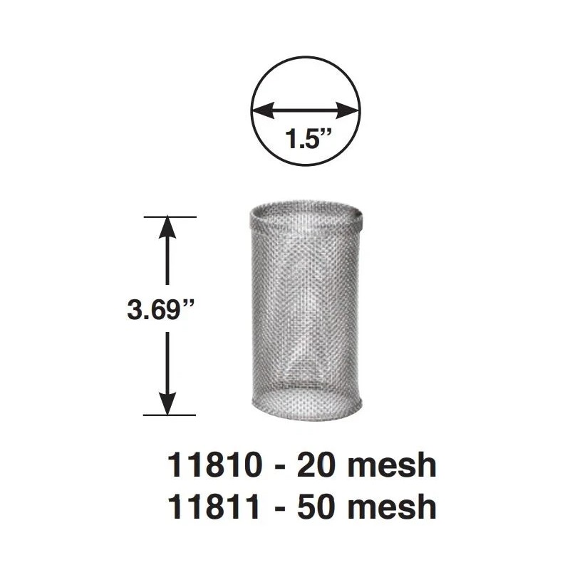 Sherwood 11810 Seawater Strainer Screen, Stainless Steel, 20 Mesh