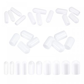 TOP-VIGOR 50Pcs 3mm/5mm/6mm/8mm/9.5mm ID Round Rubber End Caps, Flexible Screw End Caps Thread Protectors, White Vinyl Bolt Covers Rubber Covers for Screws, Tubes, Cables, Wires, etc