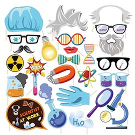 Scientist Themed Photo Booth Props 25pcs Scientist Photo Booth with Stick for Party, Kids Party, Birthday Party - Scientist Photo Booth Props Birthday Party Decoration Supplies