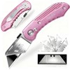 Box Cutter, Folding Utility Knife with Aluminum Handle, Heavy Duty