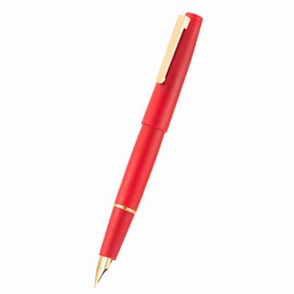 Jinhao 80 Red Fiber Brushed Fountain Pen, Iridium Extra Fine Gold Nib with Ink Converter, Classic Design Smooth Writing Pen (Gold Clip)