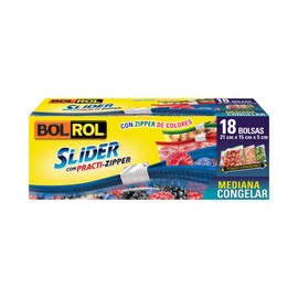 Bol Rol Bolsas Herméticas Congelar, color Transparente, Mediano, 21 x 15 x 5 cm