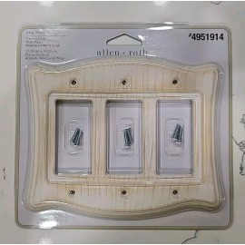 allen + roth 3-Gang Standard Size Weathered White Finish Wood Indoor Wall Plate