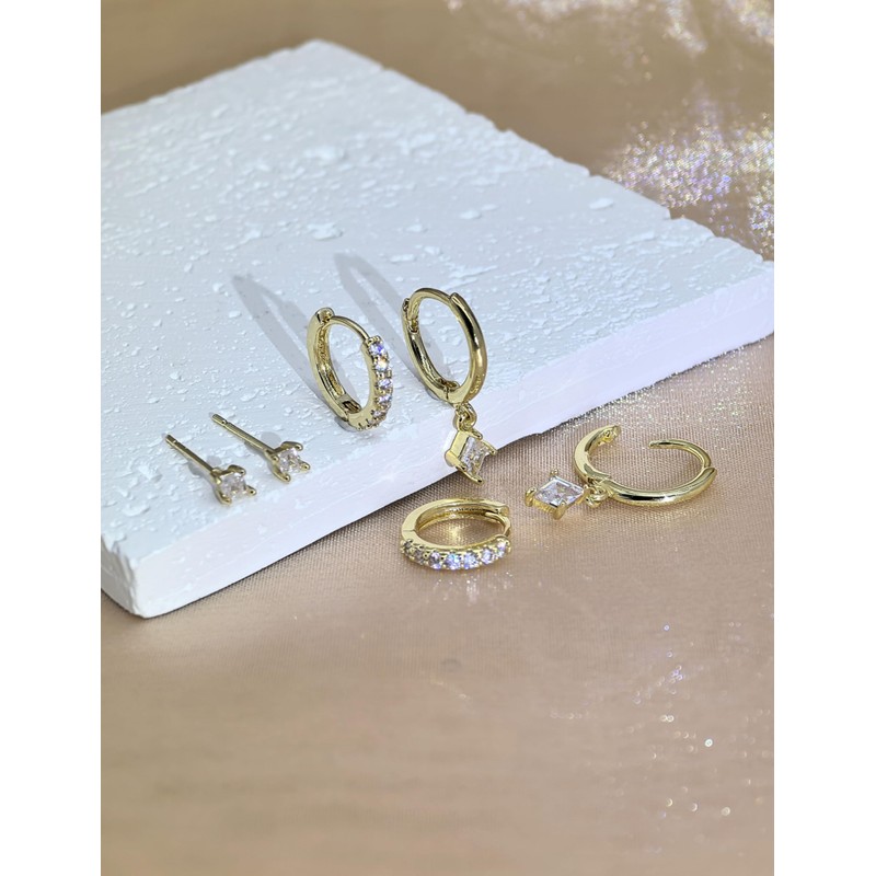 Degolso 3pairs Gold Hoop Earrings Set for Women – 14K