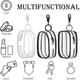 3 count Clear Makeup Bag Mini Makeup Bag  for Women, Makeup Bag Key Pocket Lipstick Bag Card Holder Data  Organizer Zipper Pouch, Black and White, YANGM-1-06 - Colour: 3Pcs black white