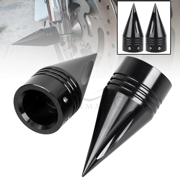 Unbranded Spike Black Front Axle Cap Nut Covers For Harley