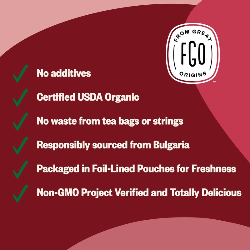 FGO Organic Red Raspberry Loose Leaf Herbal Tea, Cut and