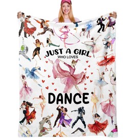 Fiwbnasz Dance Recital Gifts for Girls, Dance Gifts for Girls, Just A Girl Who Loves Dances, Dances Blanket for Girl Teens, Ballet Blanket 50" X 60"