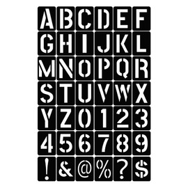 KAKAYAYA Stencils 42PCS Letter and Number Template - Reusable Washable Alphabet Stencils - Eco-friendly PP Artcraft Template - Wood Scrapbooking Fabric Wall Door Decor Painting Home Sign