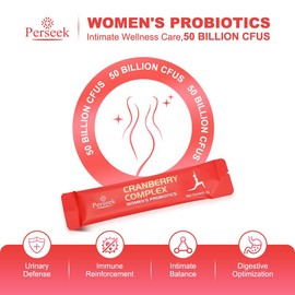 Perseek Women’s Probiotic Supplement – 50 Billion CFUs with Cranberry for Digestive, Urinary & Intimate Health – 30 Capsules
