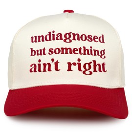 Two Tone Vintage Snapback Hat - Undiagnosed But Something Ain't Right - Red/Beige