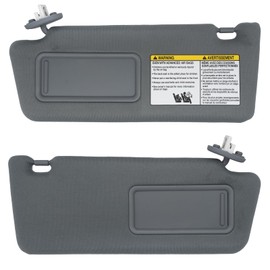 CRAZYPARTS Driver & Passenger Side Sun Visor Compatible with Toyota Tacoma 2005-2015 Sun Shade with Light Replacement 7432004210B0 7431004120B0 Color Dark Gray