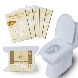 Toilet Seat Covers Disposable (50 Pack) - XL Flushable Travel Toilet Seat Covers for Adults and Kids Potty Training, Premium Paper Toilet Seat Liners for Public Restrooms, Airplane, & Camping Use