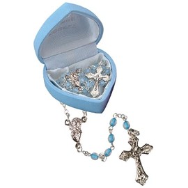 The Healing Corner Baby First Rosary Beads Communion Christening Baptism Boy Blue