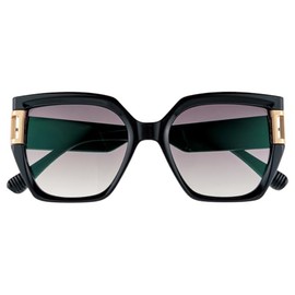 meigan 7998-01 Women's Sunglasses Square Frame UV400 UV Protection, Stylish, Graduated Lens, Durable, Hard Coat, Deca Sunglasses, Small Face Effect, Black/Smoke Half