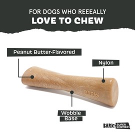 Barkbox Super Chewer Tough Dog Chew Toys for Aggressive Chewers, Dental Stimulating (PB Bone - Small)