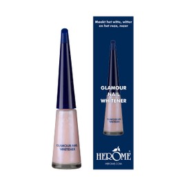Herome Glamour Nail Whitener (Glamour Nail Whitener) - Whitening Nail Polish - A Gorgeous Delicate Pink Mother of Pearl Shine and White Nail Edges - 10 ml