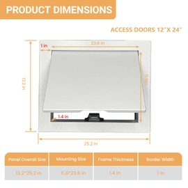 Access Panel for Drywall, 12 x 24 inch Wall Hole Cover Aluminum Alloy White