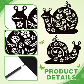 MorningRo 2 Pcs Snails Metal Garden Stakes Decor Black Snails Silhouette Statues Garden Decor for Outside Outdoor Decor, Yard, Patio, Lawn Ornaments