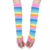 Rainbow Women's Knee High Socks Striped Fingerless Gloves Set
