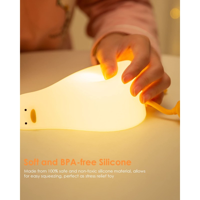Cute Silicone Duck Night Light, 3 Level Dimmable Touch Control