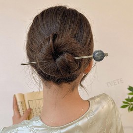 TVETE 一本挿し ヘアスティック ヘアアクセサリー ビーズのヘアピン 合金ヘアピン エレガントでファッショナブル シンプルでモダン 日常使い 花火大会 成人式 新年 結婚式 卒業式