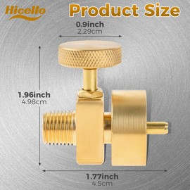 Hicello 2pcs Brass Propane Gas Regulator Valve 1LB Propane Tank Connection Needle Valve 1"-20 Female x 1/4" NPT Male (Inner M8 Female), 1LB Tank Disposal Cylinder Bottle Adapter for BBQ Grill, Stove