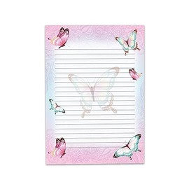Colourful Writing Paper Letter Pad for Girls Children Butterflies Flowers (A4 Pad with 25 Sheets)