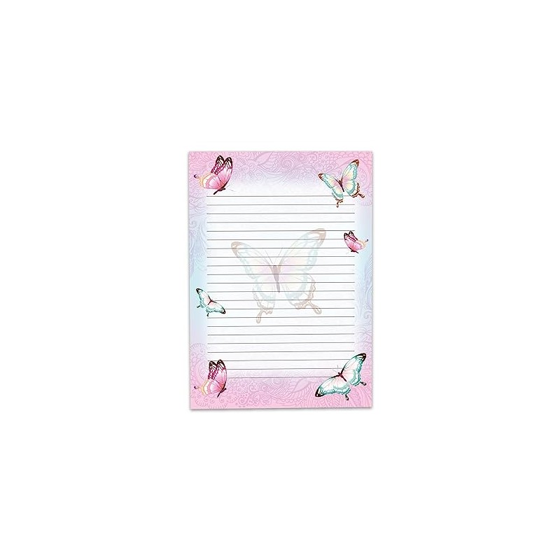 Colourful Writing Paper Letter Pad for Girls Children Butterflies Flowers