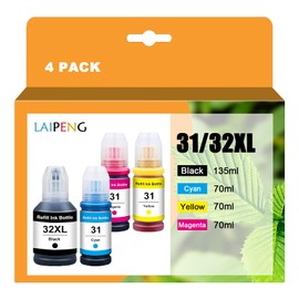 LAIPENG 31 32XL 32 XL Ink Refill Bottles Compatible for HP Smart Tank 7301 7001 7602 6001 5101 5102 Plus 651 551 455 457 450 All-in-One Ink-Tank Printers 4 Color (135ML 32XL Black Ink, 70ML 31 Color)
