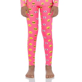 Rocky Girl's Thermal Bottoms (Long John Base Layer Underwear Pants) Insulated for Outdoor Ski Warmth/Extreme Cold Pajamas (PK Emoji - Small)