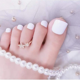 Sethexy - Uñas postizas de color sólido, brillantes, cuadradas, con cubierta completa, 24 unidades, para mujeres y niñas (blanco)