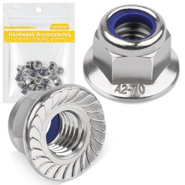 Caianwin Pack of 20 Flange Nuts M5 Nuts DIN 6926 Hexagonal Nuts with Flange Self-Locking and Locking Toothing, Hexagonal Flange Nuts Stainless Steel A2 Stop Nuts/Locking Nuts