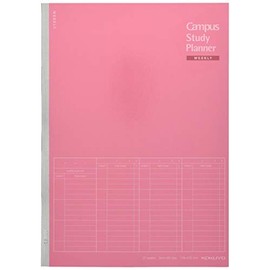 Kokuyo No-Y80MW-RP Campus Notebook, Study Planner, Weekly Ruled, B5, Pink