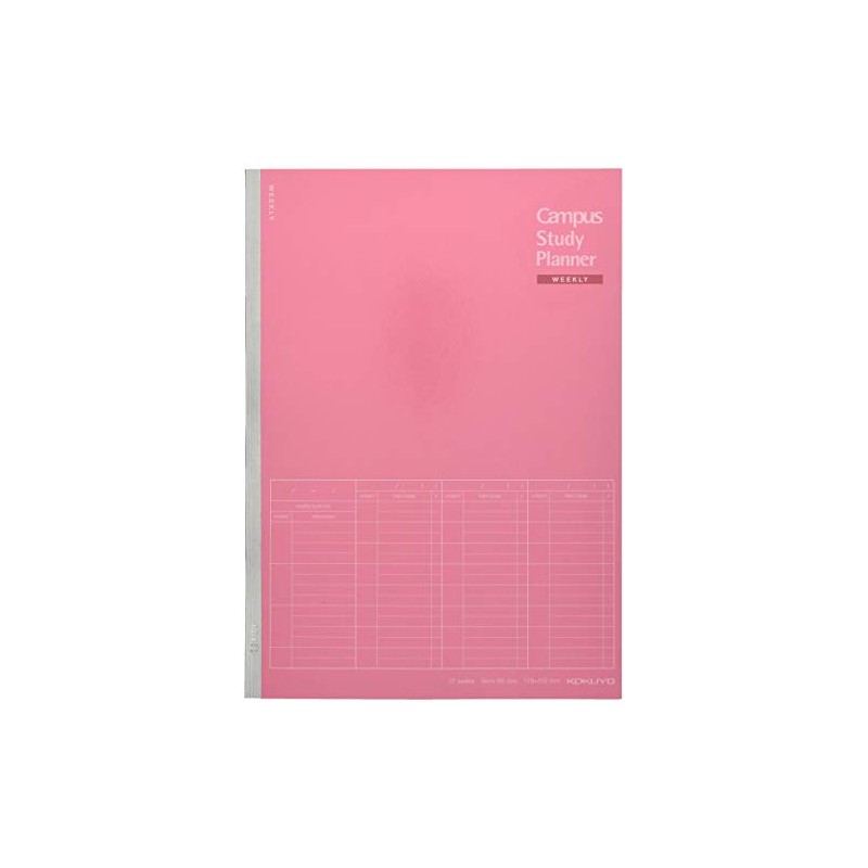 Kokuyo No-Y80MW-RP Campus Notebook, Study Planner, Weekly Ruled, B5, Pink