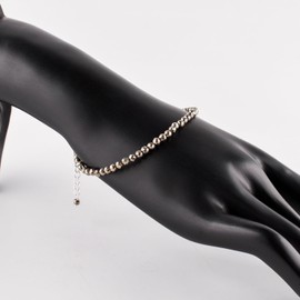 Natural Golden Pyrite Bracelets For Women Gemstone Full Micro Beads Dainty Jewelry for her, Birthstone, Energy Healing Crystals, Silver Plated Chain 8 inch Christmas Gifts For Women