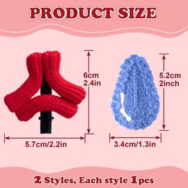 YALOJE 2PCS Angry Cute Hair Clips for Women, Plush Water Drop Duckbill Hair Barrettes, Cartoon Fun Hair Pin Inspired Accessories for Party, Cosplay, Festivals - Red, Blue