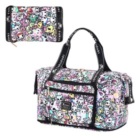Tokidoki Travel Duffel Bag, Waterproof Weekender Bag Carry On Tote Bags for Women, Travel Essentials Sport Gym Bag for Men (TB-No Skulls Girl)