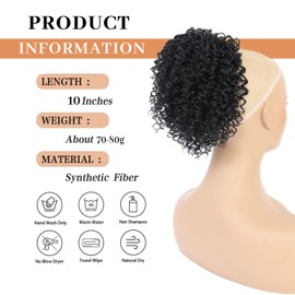 Fualng Hair Drawstring Ponytail Extension for Black Women Afro Black Kinky Curly Ponytail for Women Drawstring Ponytail Synthetic Hair Extension