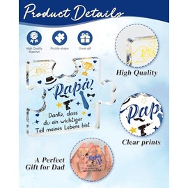 Papa Geschenk, Bester Papa Geschenk, Vatertagsgeschenk Papa Tasse Geschenk Set mit Acryl Block Puzzle Papa Socken Schlüsselanhänger Geschenke, Geschenke für Papa Geburtstag Geschenk Vatertag