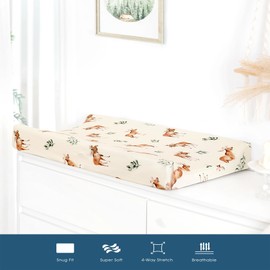 GRSSDER Stretch Ultra Soft Jersey Knit Changing Pad Cover Set 2 Pack, Change Table Pad Covers Fit 32"/34" x 16" Pads Safe and Snug, Stylish Elk Animals Pattern