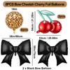 8PCS Black Bow and Cheetah Cherry Foil Balloons Decorations