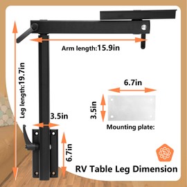Aluminum Alloy Removable Table Leg RV, 360 Degree Rotation Laptop Table Leg, Height Adjustable Table Leg Bracket for RV Caravan Motorhome Yachts, Easy to Install, 60IBS (Black)
