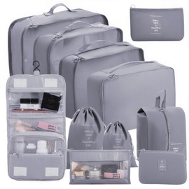 Packing Cubes Storage Luggage Organizers Bags 11 set for Travel Clothing Classification Storage Bag (Grey, 11 Pieces)