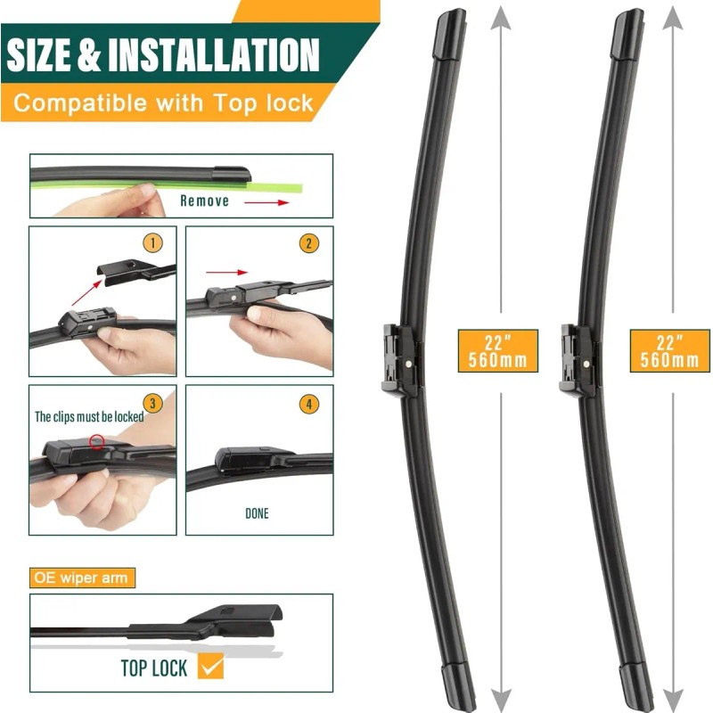 Juego De Limpiaparabrisas De Repuesto Para Chevy Silverado G Negro