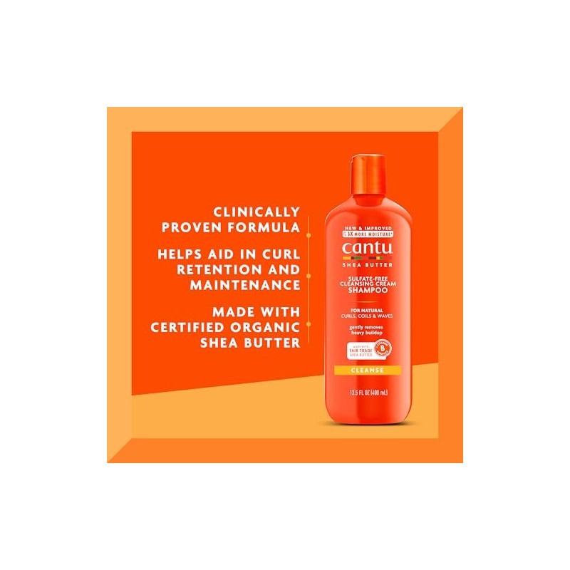 Cantu Champú de crema de limpieza sin sulfato, 13.5 oz