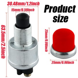3Pcs Push Button Momentary Starter Switch, Weatherproof Engine Start Push Button Switch, 12V / 24V 50 A Heavy Duty Momentary Start Switch for Boat, Track, Car Red