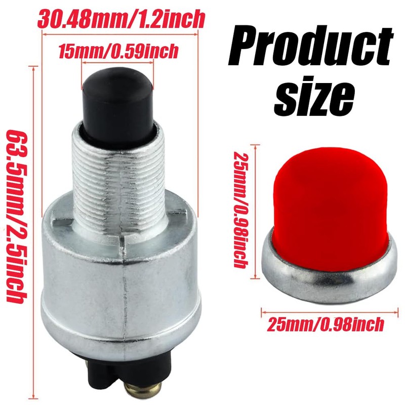 3Pcs Push Button Momentary Starter Switch, Weatherproof Engine Start Push