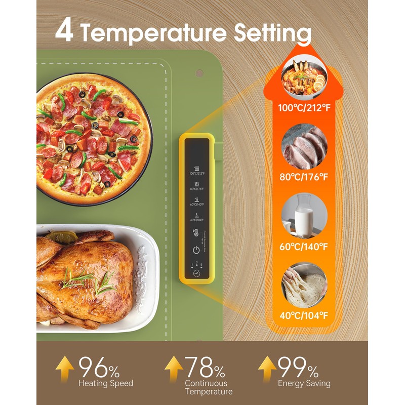 Warming Mat for Food, Rollable Electric Warming Tray, Silicone Heating