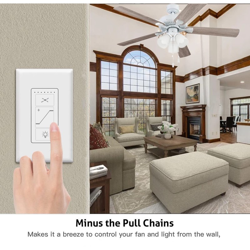 Nexete Ceiling Fan Control & Dimmer Wall Switch, 2 in